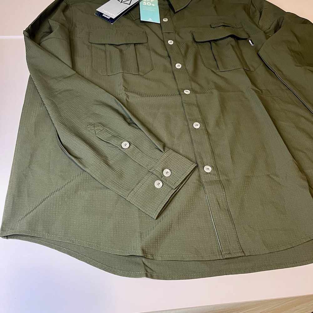 Haimont Men's Green Long Sleeve Fishing Shirt UPF 50+ Button Pockets XL NWT - Picture 5 of 9
